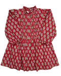 Crimson petal block print dress