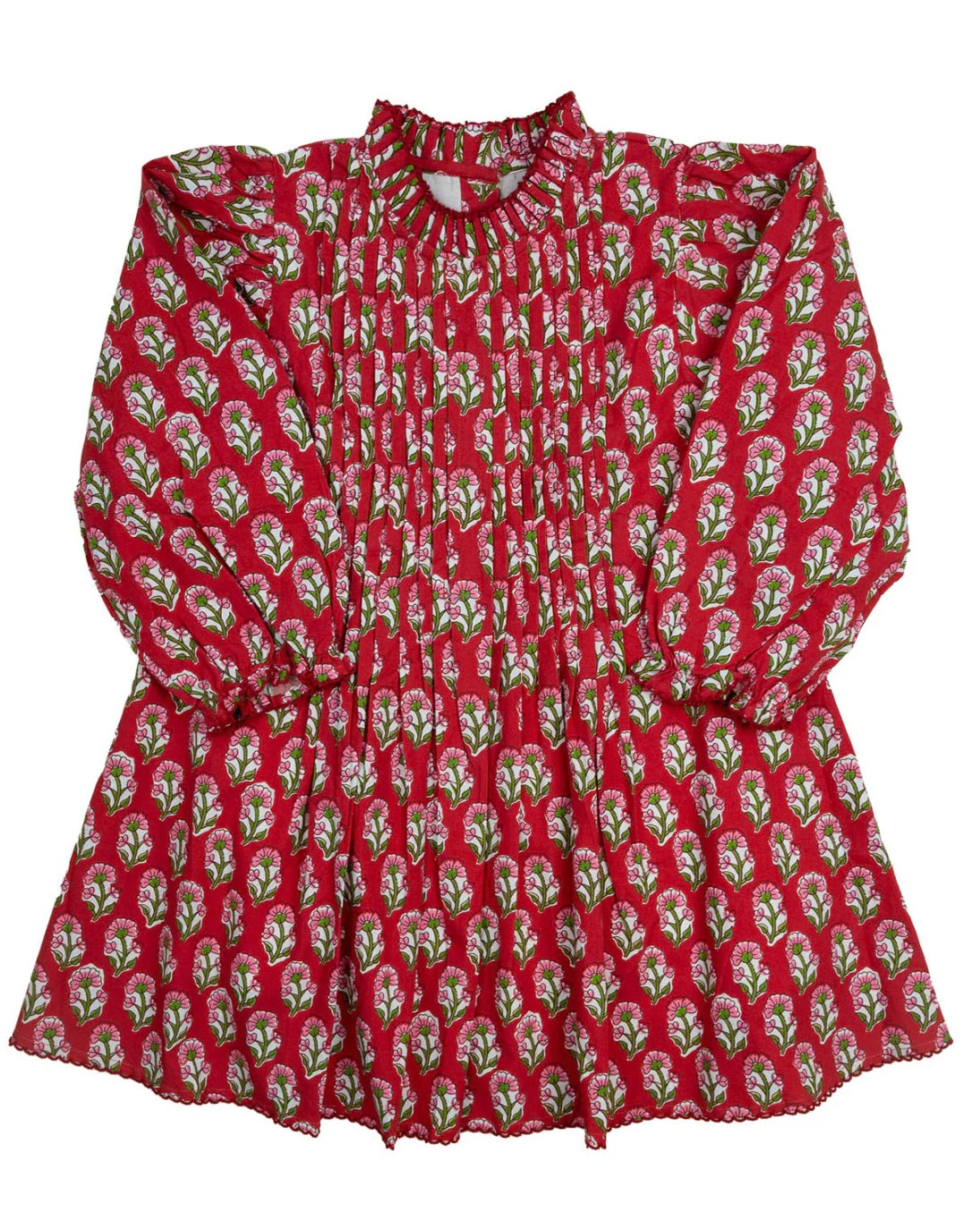 Crimson petal block print dress