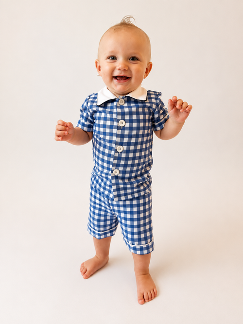 Blue Gingham Short Set
