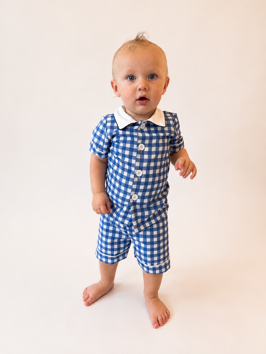 Blue Gingham Short Set