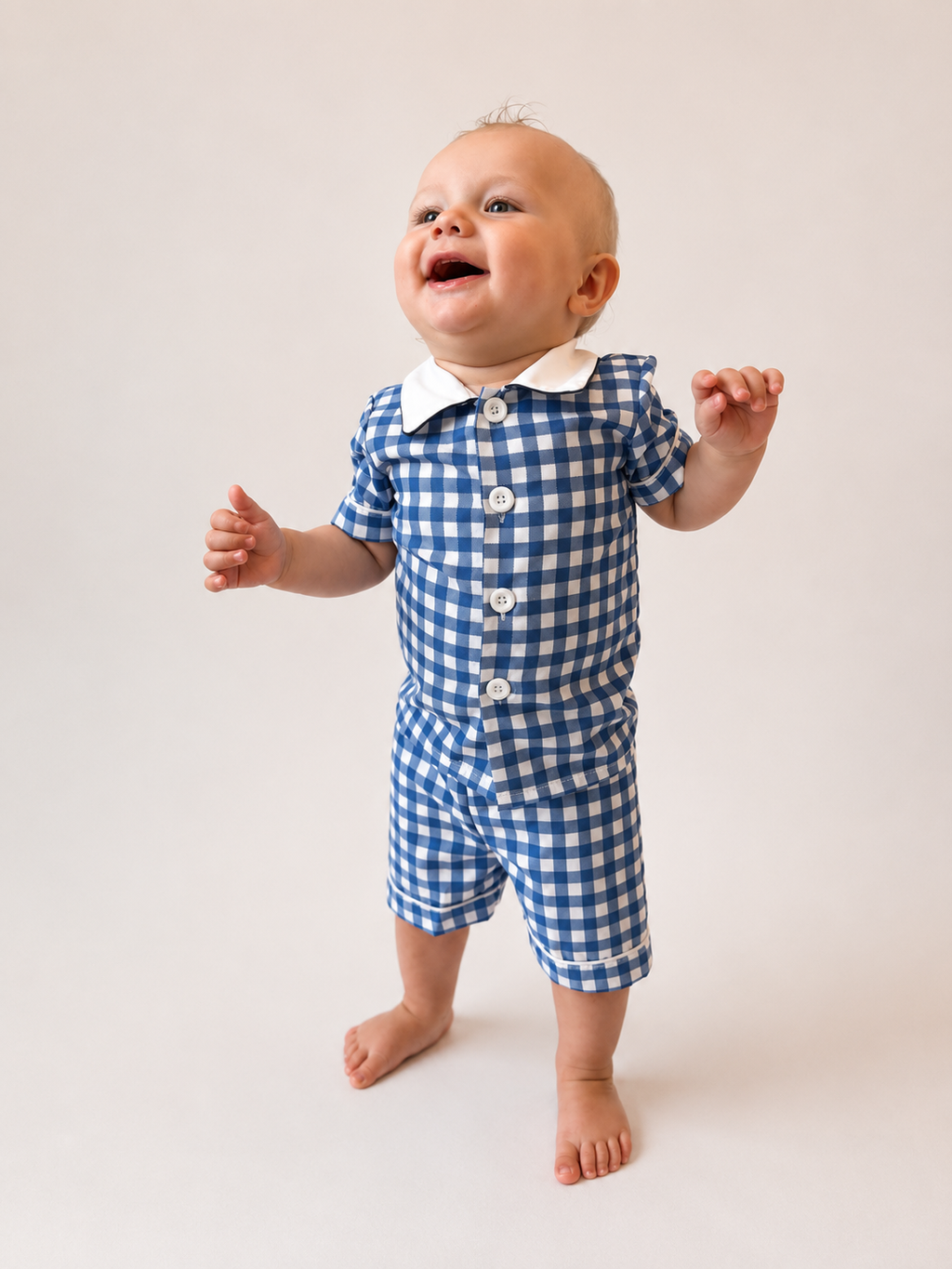 Blue Gingham Short Set