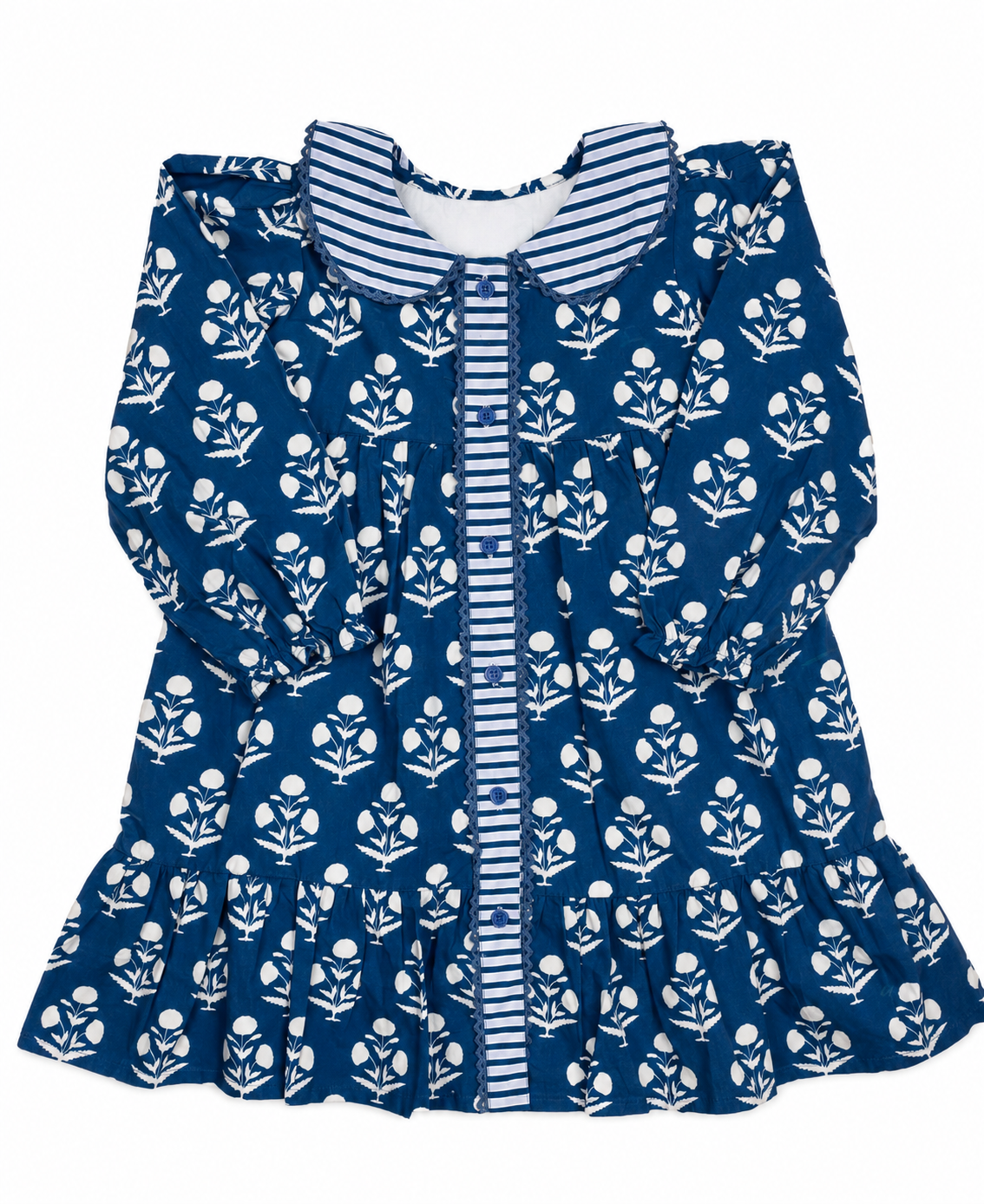 Midnight Bloom Block Print Dress