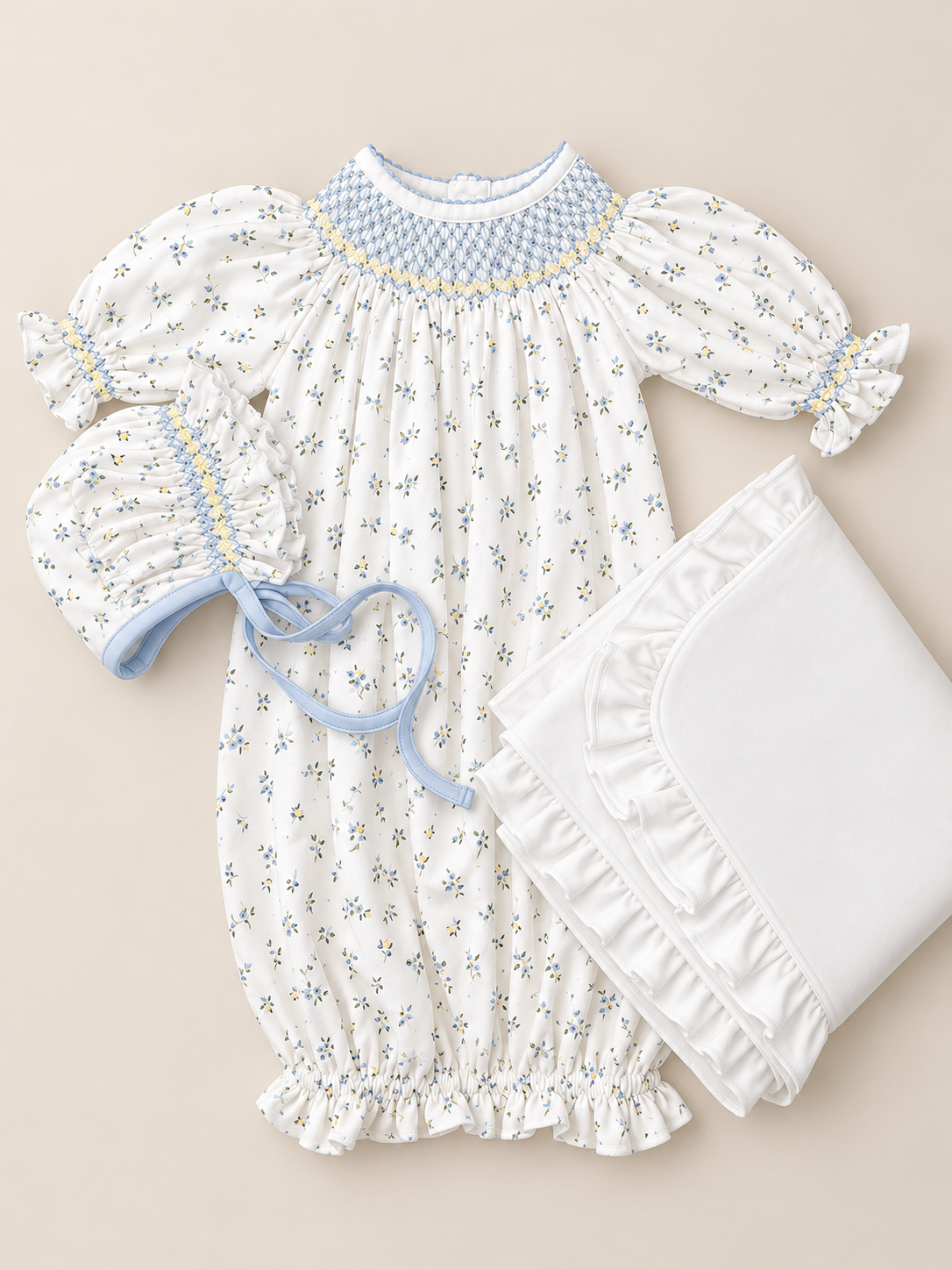 Blue Floral Pima Cotton Take Me Home Set