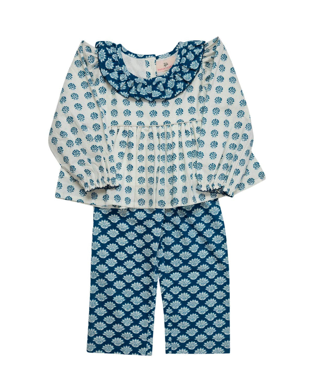 Mixed Blue Block Print Legging Set